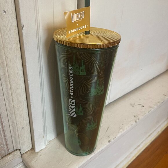 Wicked Starbucks Cup-Starbucks x Wicked Emerald City Metallic Green Cold Cup - Picture 1 of 2